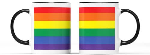 SmartyPants Pride Stripe Mug Tea Coffee Cup - LGBTQ Flag Rainbow Lesbian Gay Parade Transgender Bisexual Women Men Non-Binary Home Kitchen Accessories Gift Present (Black Handle Prime)