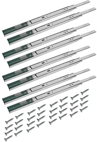 BigDean 4 Paar (8 Stk.) Schubladenschienen Vollauszüge - 45 x 400mm - Verzinkter Stahl - Schubladenvollauszüge Schubladenauszug Teleskopschienen Kugelführung - Schienensystem mit Softclose