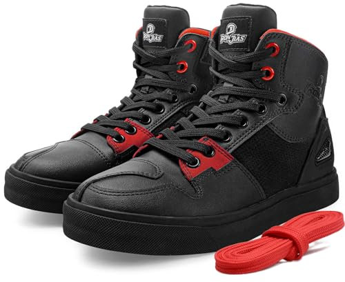 Grapelet Motorradschuhe Herren,Atmungsaktive Motorradstiefel Männer,Lässige Motocross Schuhe mit Verstärktem Leder,Knöchelpolster,rutschfest,Seitlichem Reißverschluss(42EU)
