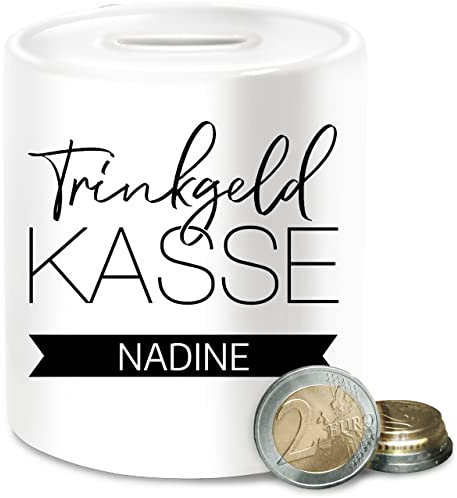 Spardose - Trinkgeldkasse Tip Trinkgeld - Unisize - Weiß - trinkgeldkaasse kaffeekasse schwarzgeld frisör Kasse personalisierte spardosen kaffekasse Name Friseurin sparbüchsen