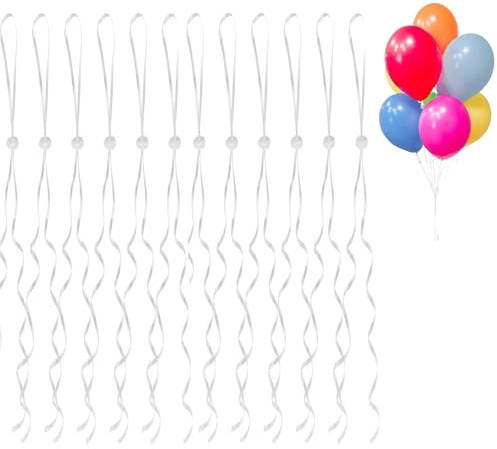 Cinta para Globos Cierres de Globos,100 Piezas Cierres de Globos Juego Cinta de Rizada Globo Tapones Cintas para Globos de Aire, para Bodas, Fiestas de Cumpleaños Accesorios Blanco