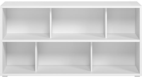 Miliboo Niedriges Bücherregal aus weißem Holz B140 cm Epure