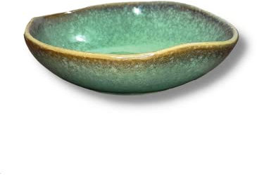 VOMANA Cuenco decorativo de cerámica con esmalte verde, pequeño cuenco de porcelana para caramelos, plato para llaves para mesa de entrada, acento de decoración del hogar, soporte para bandeja de