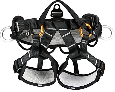 jackfru Klettergurt Baum Kletterausrüstung Harness, Hochfestem Polyester Verdickte Sicherheitsgurt, Taillenring 70-130CM, Beinring 50-65CM, Auffanggurt Absturzsicherung für Bergsteigen, Feuerrettung