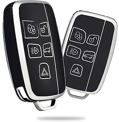 OFFCURVE Etui a Cle Voiture Coque Clé, Étui à Clés Couvre Clef Cache Clef Apte à Land Rover Defender Discovery Freelander LR2 LR4 Range Rover Sport Evoque Velar Vogue Jaguar XE XF XJ F-Pace F-Type