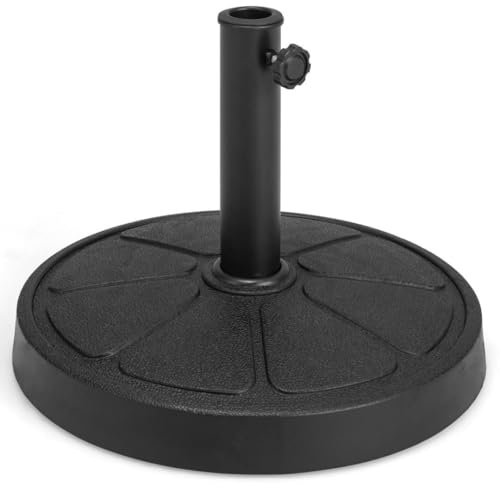 TANGZON Resin Parasol Base, 14KG/18KG/20KG Heavy-Duty Round Patio Umbrella Weight Stand with Adjustable Knob, 38MM/48MM Garden Parasol Sunshade Holder (14KG, 45 x 45 x 35cm, Black)