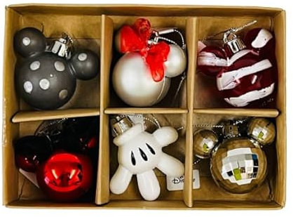 Mickey & Minnie Maus hängende Kugeln, schwarz, 6 Stück, Weihnachtsdekoration, Heimdekoration, Party, Neuheit, langlebig, wiederverwendbar, für drinnen und draußen, lustiges Design, Geschenk