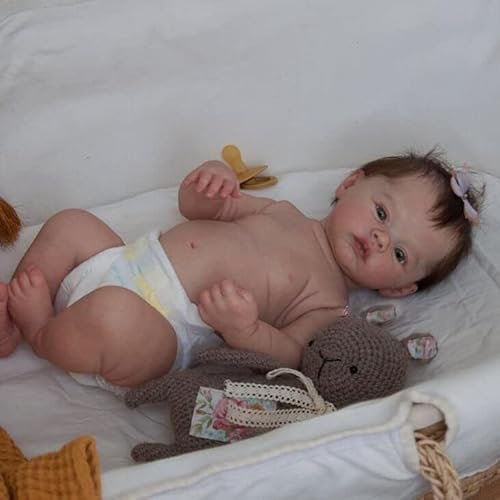 Bambole Reborn Femmina 19 pollici Bambole Reborn Originale Ragazza Fatto a mano lavabile a Mano corpo in Vinile Morbido Realistica Bambola Come Un Vero Bambino (Ragazza Rinata)