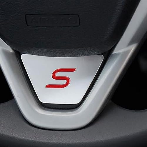 MUMAMCY Auto ST S Logo Lenkrad Pailletten Aufkleber ABS Chrom Abdeckung Aufkleber passend für Ford Fiesta Ecosport 2009–2016 Auto Acc. (Farbe: ST Red) (S Rot)