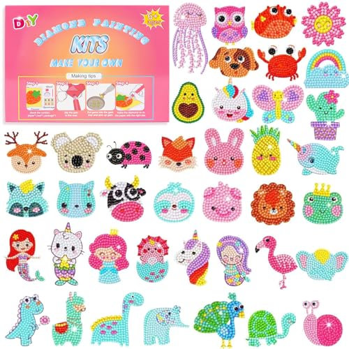 SUPRROW Diamond Painting Sticker, 40 Stück Diamond Painting Kleine Bilder, DIY 5d Diamant Painting Bilder Kinder Für Ab 5 Jahre Kinder Junge Mädchen Anfänger Erwachsene