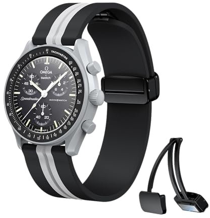 Armbänder für Moonswatch Watch, 20 mm, weiches Silikonarmband, kompatibel mit Omega x Swatch MoonSwatch Speedmaster Uhr, Schnellverschluss-Magnetschnalle, wasserdichtes Ersatzarmband für Swatch Omega,