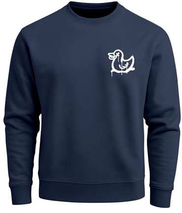 Neverless® Sweatshirt Herren rint Aufdruck Motiv Ente Graffity Rundhals-Pullover Fashion Streetwear