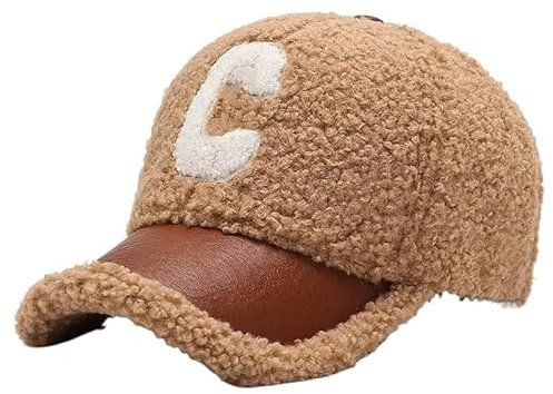 Winter Caps Brief Stickerei Lammwolle Baseball Cap Teddy Kaschmir Warme Kappen, khaki, One size