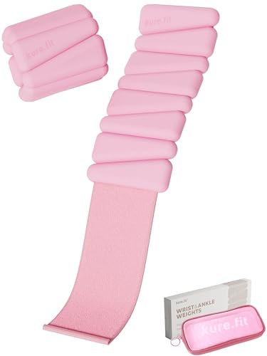 kure.fit Weighted Bangles | Adjustable Wrist & Ankle Weights for Women (2 x 0.45kg) | Ankle Weights for Yoga, Pilates & Walking | Arm & Leg Weights for Men | Home & Gym Workouts | Pink