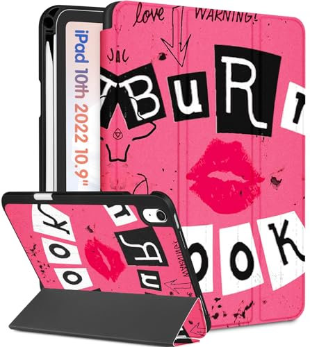 Pegmode for iPad 10th Generation Case 2022 10.9 Inch Women Girls Cute Folio Cover Pretty Fashion Aesthetic Unique Design With Pencil Holder Auto Sleep/Wake Trifold Stand Smart Cases for iPad 10th Gen