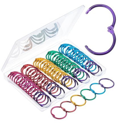 Mr. Pen Loose Leaf Binder Rings, 72 Assorted Color Packs, 1 Inch Metal Book Rings for Index and Flash Cards, Paper Organization