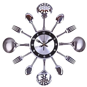 DrabEx clocks Cutlery Wall Clock, 35cm Silent Wall Clock for Kitchen Living Room Bedroom Office Bar Decor home