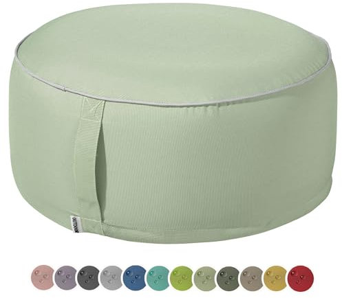heimtexland Outdoor Pouf Sitzkissen wetterfest Garten Bodenkissen aufblasbar Fußhocker Yoga Lounge Hocker Tisch Party Deko Sitzsack 25x55 Typ551 Mint