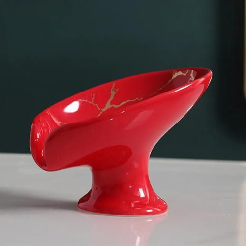 Ovale Seifenschale Aus Keramik – Rote, Selbstentleerende Seifenschale, Hält Seife Trocken, Badezimmerzubehör Für Den Haushalt, Toiletten-Aufbewahrungsregale, Seifenkiste, Hochzeitsbedarf, Rot, 13