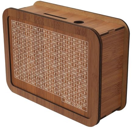 Spardose Holz, Sparbüchse, Holz Spardose mit zähler, Geldbank, Münzbanken mit Sparziel und Zahlen Wiederverwendbare für Kinder, Sparziel 10000