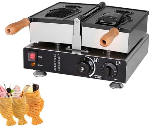 Electric Taiyaki Fish Waffle Maker Iron - Nonstick Coating, Jam or Ice Cream Waffle Maker - Taiyaki Machine for Delicious Treats