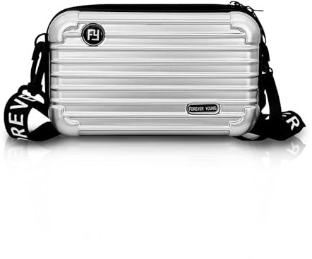 WisePoint kleine Umhängetasche, Kunststoff Umhängetasche Umhängetasche Telefon Tasche mit abnehmbarem Griff und verstellbarem Riemen, Gepäck geformte Umhängetaschen (silber)