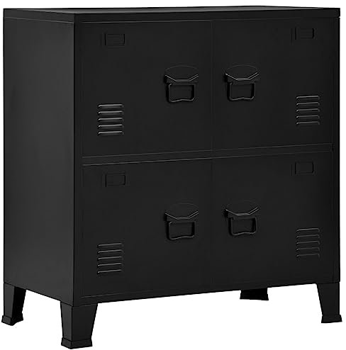 Willood Lagerschrank Industrial Standschrank Sideboard Kommode Beistellschrank Metallschrank Stahlschrank Aufbewahrungsschrank Schwarz 75x40x80 cm Stahl