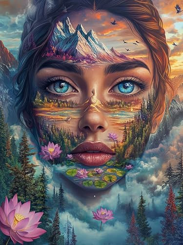 VAIIEYO 5D DIY 5D Diamond Painting Frau, Diamant Painting Bilder Malerei Kits Landschaft, Malen Nach Zahlen Diamant Home Wand Decor Gemälde Kreuzstich Diamond Dekoration 30x40 cm-32