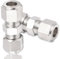 Lot de 2 raccords de tuyau de compression de 6 mm - Diamètre extérieur x diamètre extérieur : 6 mm x 6 mm - En acier inoxydable - Raccords droits - Pour tuyauterie et compresseurs d'air - Argenté