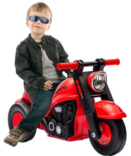 AIYAPLAY Kinder Motorrad, Rutschauto mit Musik, Kinderfahrzeug, 1,5V Kinderauto mit Blasen, Dreirad Kindermotorrad für Kinder 2-5 Jahre, bis 30 kg belastbar, Rot