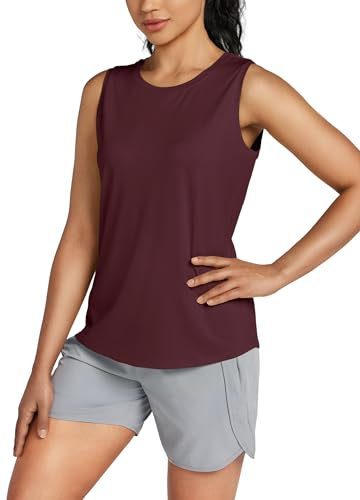 WILLIT Tank Top Damen Sommer Sport Oberteile Racerback ärmellos Yoga Shirt Laufshirt Schnell trocknend Sweatshirt Sport Locker Top Weinrot M