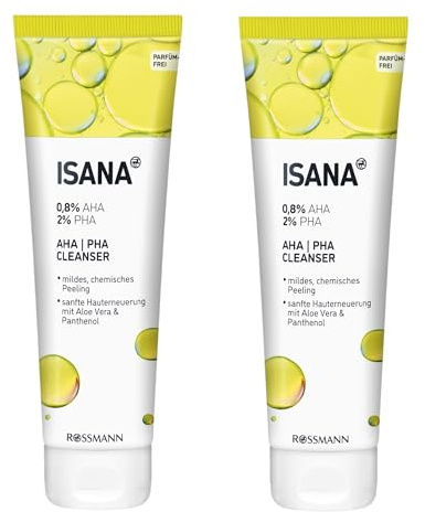 2x ISANA AHA/PHA Cleanser | Mildes chemisches Peeling | 2x125ml | sanfte Reinigung mit Aloe & Panthenol
