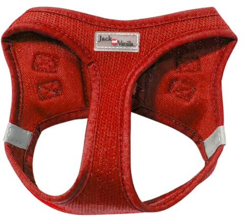 JACK AND VANILLA, Bequemes Netzgeschirr für Hunde, individuelle Passform, ergonomisches Design, rote Sichtbarkeit, Größe 27–30 cm, Sicherheit und Bewegungsfreiheit, Expeditionsmodell