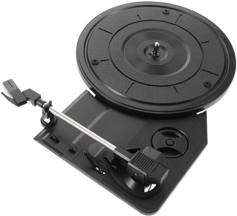 JOINPAYA Retro Plattenspieler Uhrwerk Mit 200-mm Grammophon Trichter Integrierte Stereo Lautsprecher Leise Schallplattenspieler Nadel Für Vinyl Musikfans