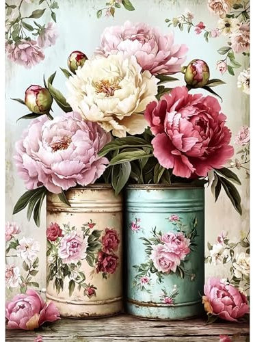 MAXBYE Diamond Painting Art Kits pour Adulte, 5D Fleurs Diamant L'art Kits DIY Round Cristal Artisanat Kit pour Débutant, Broderie Diamant Kit Maison Décor 30X40cm