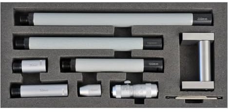 ASIMETO Innenmessschraube zusammensetzbar, 50–600 mm, 0,01 mm | Mit Verlängerungen zur Abdeckung des gesamten Bereichs, Hartmetall-Messflächen, für große Innendurchmesser
