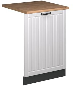 Vicco Geschirrspülblende Fame-Line, Geschirrspüler Fronttür, Weiß Landhaus, 60 cm, AP Eiche