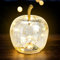 Spetebo LED Crackle Glas Apfel 11 cm - transparent - Deko Frucht in Bruchglas Optik - Tisch Lampe Leuchte mit Drahtlichterkette Batterie betrieben mit Timer
