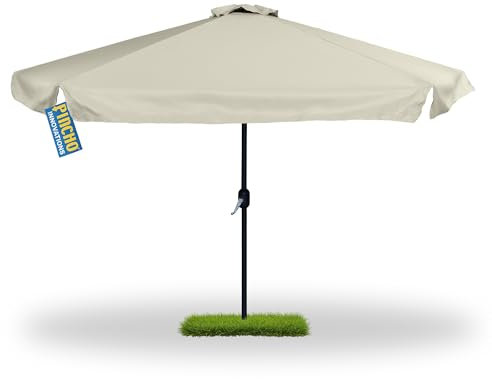 Pincho Sombrilla Terraza Exterior 300cm, Sombrilla Jardin Grande con Ventana Superior, Tela Poliéster 170gr/m2, Aluminio, Protección Solar UV50+ (BEIGE 270)