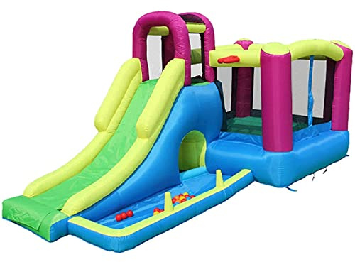 IXMLDAXD Castillo Inflable， Casa de Rebote Inflable, Sala de Salto espaciosa, Castillo Hinchable con Piscina, trampolín, Castillo Inflable multifunción