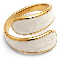 SINGULARU - Anillo Abbraccio Black y Granate. Acero con Baño en Oro de 18 Kt y Enamel. Joyas Para Mujer.