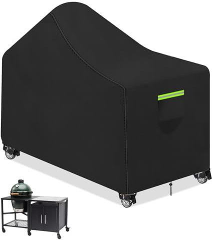 Big Egg Grill Tischabdeckung, wasserdicht, 600D Heavy Duty 60 Zoll Kamado Keramik Grill Abdeckung, Grillabdeckung für Keramik Eiertyp Kamado Tisch, mit Kordelzug & Aufbewahrungstasche, UV, Staub