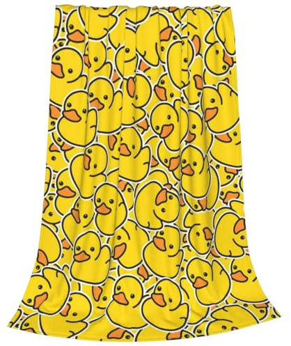 Newhomestyle Gelbe Entendecke, weiche, flauschabweisende, leichte, niedliche Decke, kuschelige Flanelldecke für alle Jahreszeiten, Bettwäsche für Schlafzimmer, Bett, Couch, Sofa, 125 x 150 cm