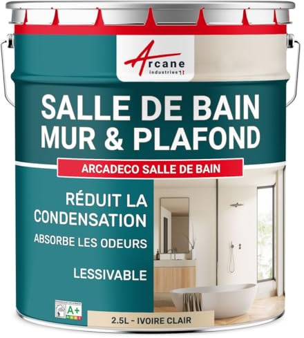 ARCANE INDUSTRIES Peinture Salle de Bain, Mur et Plafond, Condensation - 2.5 L Ivoire Clair - RAL 1015