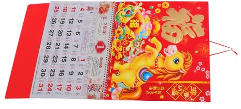 Chinesischer Mondkalender 2026 – Jahr des Pferdes – Monats- und Tagesplaner mit Abreißseiten, Spiralbindung, traditionelle Neujahrsdekoration für Zuhause und Büro