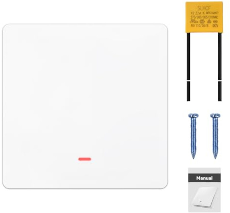 DewinLVD Interruttore della luce, interruttore da incasso, Smart Life Tuya, telecomando con controllo vocale Alexa Google Home, interruttore della luce senza linea zero/con conduttore zero, 1 vano, 1
