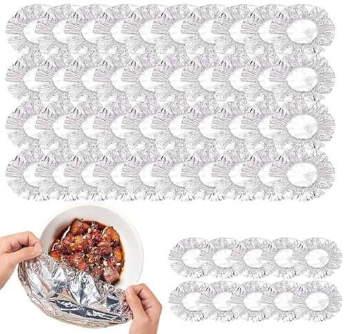 Generisch 100 Stück Repeatable Aluminum Foil Film Insulation Cover | Elastische Plastikfolie - Hohe Temperaturbeständigkeit Und Wärmespeicherung Für Küche, Restaurants
