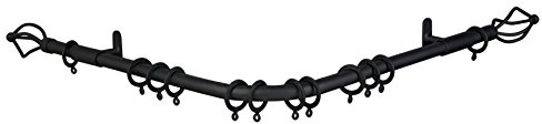 Speedy County Metal 19mm Crown 3 Sided Bay Curtain Pole Set, Black, 420 Cm