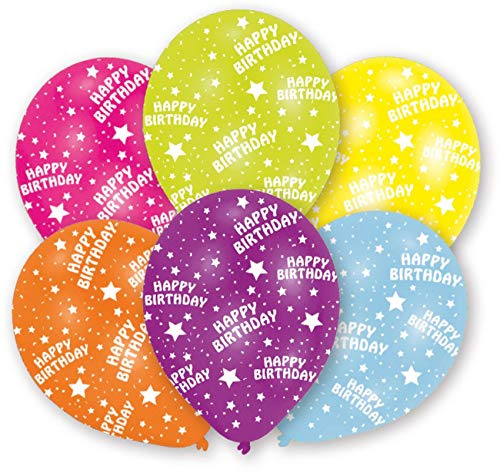 Amscan INT995687 - Latexballons Happy Birthday, 6 Stück, circa 28 cm, Geburtstag, Luftballon