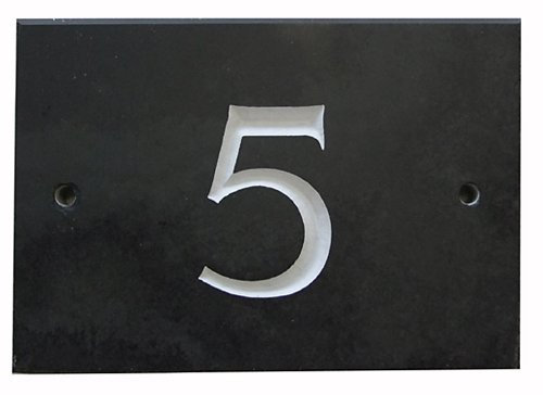 The House Nameplate Company Slate House Number, Charcoal Grey,Number 5